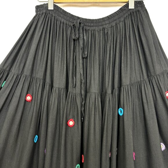 MYST Festival Mirrored Circle Tiered Gathered Black Dancing Skirt EUC - Picture 3 of 15